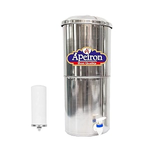 apeiron manual water purifier nonn electric water filter with carbon candle 16 liter  1 carbon candle