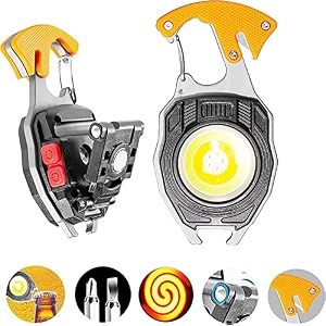 keychain led flashlights magnet 800 lumens cob portable emergency light with screwdriverbottle openerrechargeablecigarette lighterwhistlesoutdoorcampinghikingseat belt cutter pack of 1
