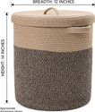 ApnaCartStore Cotton Jute Round Storage Basket with