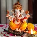 Marble Dust Ganesh Idol | Vinayaka Statue | Ganpati Murti | Ganesha Idol for Home Decor | Showpieces | Gift Items for Diwali - Yellow-Red 6.5 inch Ganpati Idol