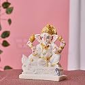 Marble Dust Ganesha Idol Vinayaka Statue Ganpati Decorative Statue Ganesh murti Ganesh Idol for Pooja Room Ganesha Statue - White 5.5 inch Ganpati Idol