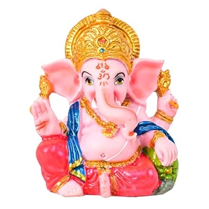marble dust ganesh idol  vinayaka statue  ganpati murti  ganesha idol for home decor  ganpati idol for diwali decorations anniversary - 734 white kamal