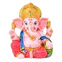 Marble Dust Ganesh Idol | Vinayaka Statue | Ganpati Murti | Ganesha Idol for Home Decor | Ganpati Idol for Diwali Decorations Anniversary - 7" White Kamal