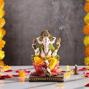 marble dust ganesh idol  vinayaka statue  ganpati murti  ganesha idol for home decor  showpieces  gift items for diwali - multicolor 5534 ganpati idol
