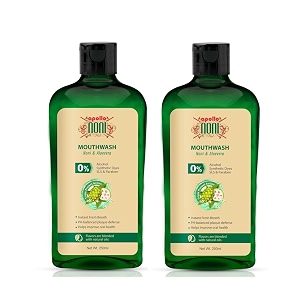 apollo noni mouth wash liquid 24 hour protection against that cause bad breath plaque amp gum problem with natural essential oils  247 fresh breath  0 alcohol sls amp paraben  250ml - pack of 2