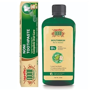 apollo noni noni toothpaste for teeth whitening amp cavity protection 150g and mouthwash liquid 0 alochol for teeth cleaning antibacterial mouthwash for bad breath  removes germ  250ml
