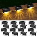 APONUO Solar Deck Lights 16 Pack, Solar Lights Outdoor Waterproof Led Solar Step Lights for Outside Stairs,Fence,Backyard,Patio（Warm White）