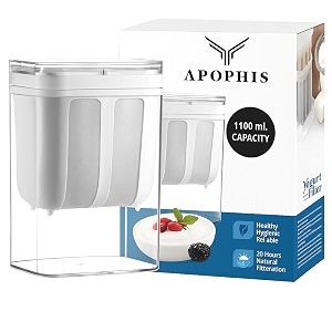 apophis greek yogurt amp hung curd maker - 1100ml fine mesh strainer with lid  multifunctional yogurt filter  curd maker for home  perfect for homemade yogurt curd cheese maker pack of 1