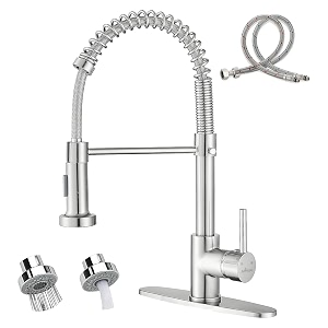 appaso commercial kitchen faucet pull down sprayer stainless steel brushed nickel high arc tall modern single handle spring kitchen sink faucet with pull out spray aps262bn