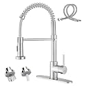 APPASO Commercial Kitchen Faucet Pull Down Sprayer, Stainless Steel Brushed Nickel High Arc Tall Modern Single Handle Spring Kitchen Sink Faucet with Pull Out Spray, APS262BN