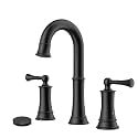APPASO Heavy Duty 3 Hole Black Bathroom Vanity Sink Faucet with Dual Handle