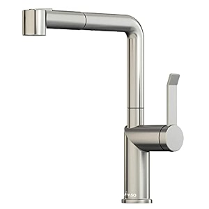 appaso modern kitchen faucet with pull-out spray brushed nickel single-handle kitchen sink faucet with pull down multi-flow sprayer stainless steel aps202bn