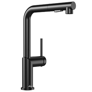 appaso modern kitchen faucet with pull-out multi-flow sprayer matte black - single-handle kitchen sink faucet aps231mb stainless steel