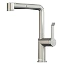 APPASO Modern Kitchen Faucet with Pull-Out Spray Brushed Nickel, Single-Handle Kitchen Sink Faucet with Pull Down Multi-Flow Sprayer, Stainless Steel APS202BN