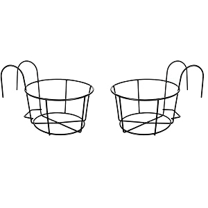 appeasy metal hanging railing planter baskets planter hanging railing holder indooroutdoor in garden balcony home dcor-black pack of 2