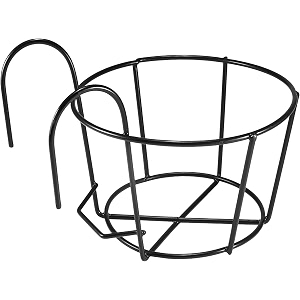appeasy metal hanging railing plantershanging railing planter flower pot holder for balconygardenindoor and outdoor black-1pc