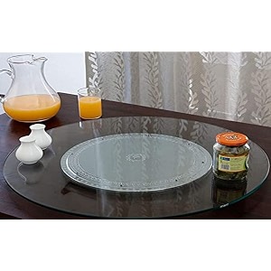 appeasy revolving turntable serving tray  lazy susan toughened glass dining table centerpiece with revolving disc - round 21 inch