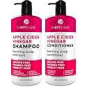 Apple Cider Vinegar Shampoo and Conditioner Set - Stop Flaky and Itchy Scalp – Sulfate Paraben Free Anti Dandruff Soothing Treatment for Dry, Oily and Damaged Hair - Intense Care for Women and Men