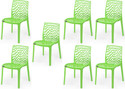 APPLE FURNITURE Designer Web Plastic Living Room Outdoor Chair Plastic Dining Chair (Set of 7, Finish Color - GREEN)