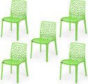 APPLE FURNITURE Designer Web Plastic Living Room Outdoor Chair Plastic Dining Chair (Set of 5, Finish Color - GREEN)