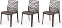 APPLE FURNITURE Designer Web Plastic Living Room Outdoor Chair Plastic Dining Chair (Set of 3, Finish Color - BROWN)