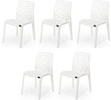 APPLE FURNITURE Designer Web Plastic Living Room Outdoor Chair Plastic Dining Chair (Set of 5, Finish Color - WHITE)