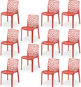 APPLE FURNITURE Designer Web Plastic Living Room Outdoor Chair Plastic Dining Chair (Set of 11, Finish Color - RED)