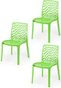 APPLE FURNITURE Designer Web Plastic Living Room Outdoor Chair Plastic Dining Chair (Set of 3, Finish Color - GREEN)