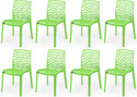 APPLE FURNITURE Designer Web Plastic Living Room Outdoor Chair Plastic Dining Chair (Set of 8, Finish Color - GREEN)