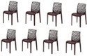 APPLE FURNITURE Designer Web Plastic Living Room Outdoor Chair Plastic Dining Chair (Set of 8, Finish Color - BROWN)
