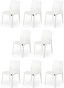 APPLE FURNITURE Designer Web Plastic Living Room Outdoor Chair Plastic Dining Chair (Set of 8, Finish Color - WHITE)