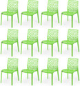 APPLE FURNITURE Designer Web Plastic Living Room Outdoor Chair Plastic Dining Chair (Set of 12, Finish Color - GREEN)