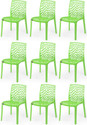 APPLE FURNITURE Designer Web Plastic Living Room Outdoor Chair Plastic Dining Chair (Set of 9, Finish Color - GREEN)