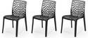 APPLE FURNITURE Designer Web Plastic Living Room Outdoor Chair Plastic Dining Chair (Set of 3, Finish Color - BLACK)
