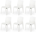 APPLE FURNITURE Designer Web Plastic Living Room Outdoor Chair Plastic Dining Chair (Set of 6, Finish Color - WHITE)