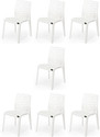 APPLE FURNITURE Designer Web Plastic Living Room Outdoor Chair Plastic Dining Chair (Set of 7, Finish Color - WHITE)