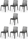 APPLE FURNITURE Designer Web Plastic Living Room Outdoor Chair Plastic Dining Chair (Set of 7, Finish Color - BLACK)