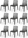 APPLE FURNITURE Designer Web Plastic Living Room Outdoor Chair Plastic Dining Chair (Set of 9, Finish Color - BLACK)
