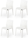 APPLE FURNITURE Designer Web Plastic Living Room Outdoor Chair Plastic Dining Chair (Set of 4, Finish Color - WHITE)