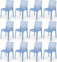 APPLE FURNITURE Designer Web Plastic Living Room Outdoor Chair Plastic Dining Chair (Set of 12, Finish Color - BLUE)