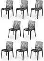 APPLE FURNITURE Designer Web Plastic Living Room Outdoor Chair Plastic Dining Chair (Set of 8, Finish Color - BLACK)