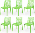 APPLE FURNITURE Designer Web Plastic Living Room Outdoor Chair Plastic Dining Chair (Set of 6, Finish Color - GREEN)