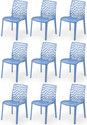APPLE FURNITURE Designer Web Plastic Living Room Outdoor Chair Plastic Dining Chair (Set of 9, Finish Color - BLUE)