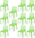 APPLE FURNITURE Designer Web Plastic Living Room Outdoor Chair Plastic Dining Chair (Set of 11, Finish Color - GREEN)