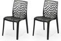 APPLE FURNITURE Designer Web Plastic Living Room Outdoor Chair Plastic Dining Chair (Set of 2, Finish Color - BLACK)
