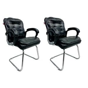 executive director office visitor study home chair reception chair with arm rest comfortable cushion seat back 2 black single pipe chrome frame