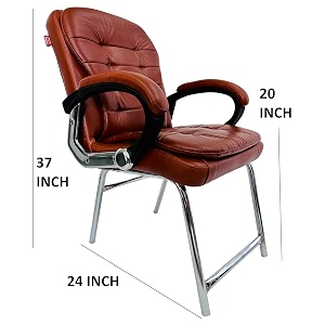 executive director office visitor study home chair reception chair with arm rest comfortable cushion seat back 1 brown h type chrome steel frame