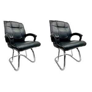 executive director office visitor study home chair reception chair with arm rest comfortable cushion seat back 2 z black double pipe chrome frame