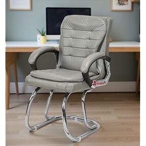 executive director office visitor study home chair reception chair with arm rest comfortable cushion seat back 1 grey double pipe chrome frame