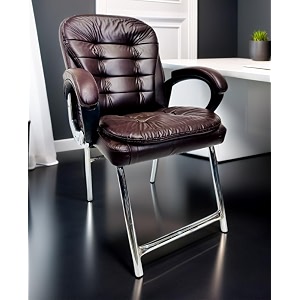 executive director office visitor study home chair reception chair with arm rest comfortable cushion seat back 1 coffee h type chrome steel frame